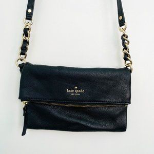 kate spade Black Leather Crossbody with Gold Chain